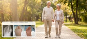 due ottantenni passeggiano post intervento alluce valgo